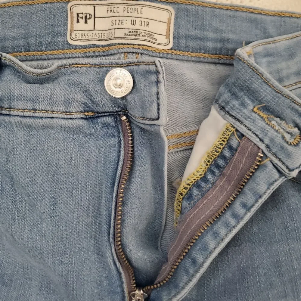 Free People High Rise Busted Knee Skinny Jeans - size 31